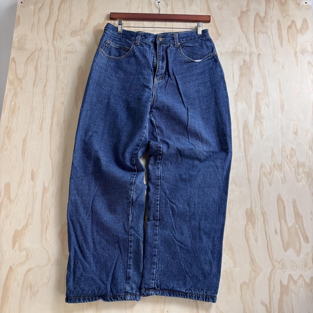 Smith's Workwear Jeans Mens 34x30 Dark Wash Blue Relaxed Wide Leg Fleece Lined